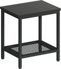 Outdoor Side Table with Storage, 2-Tier Patio End Tables Weather Resistant by Wehaveahome