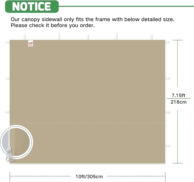 Sidewalls for 10x10 Pop Up Canopy, 210D Polyester Waterproof Canopy Sidewalls - Image 2