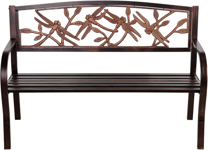 Evergreen Garden Weatherproof Dragonfly Outdoor Bench | Holds Up to 300 lbs. | by EvergreenGarden