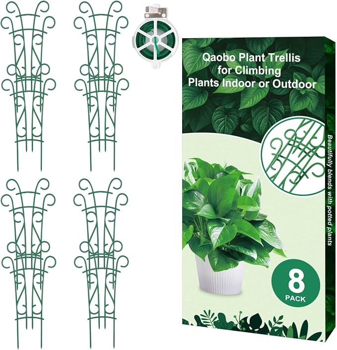 Indoor Plant Trellis for Climbing Plants, 8 Pack Garden Trellis for Potted by Qaobo