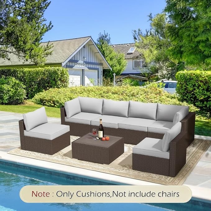 HOMREST Replacement Cushions for Outdoor Furniture, 25x25 Inch 14-Piece Patio - Image 3