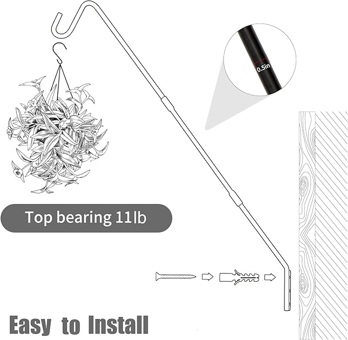 Juegoal Heavy Duty Deck Hook, 25 Inch or 36 Inch Wall Mounted Extended Reach - Image 5