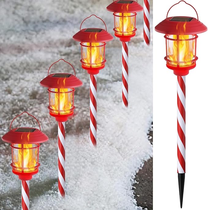 Dynaming 6 Pack Christmas Solar Flame Garden Lights Outdoor, Dual Use by Dynaming
