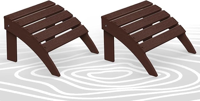 BRIOPAWS Adirondack Ottomans | Folding | Set of 2 | HDPE Plastic | Brownwood by BRIOPAWS
