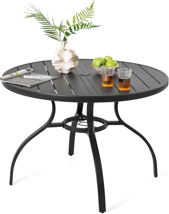NUU GARDEN 41" Round Metal Outdoor Patio Dining Table - Image 3