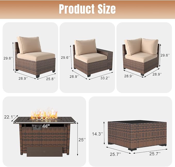 Aoxun 7 Pieces Patio Furniture Set - Image 6