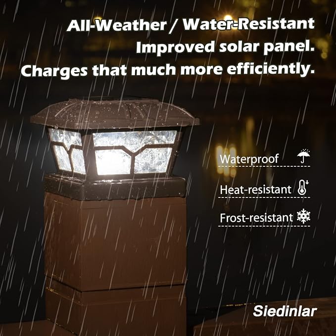 SIEDiNLAR Solar Post Cap Lights Outdoor 2 Color Modes 8 LEDs - Image 6