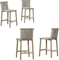 PURPLE LEAF Outdoor Counter Height Stools Set of 4 Aluminum Wicker Bar Stool by PURPLELEAF