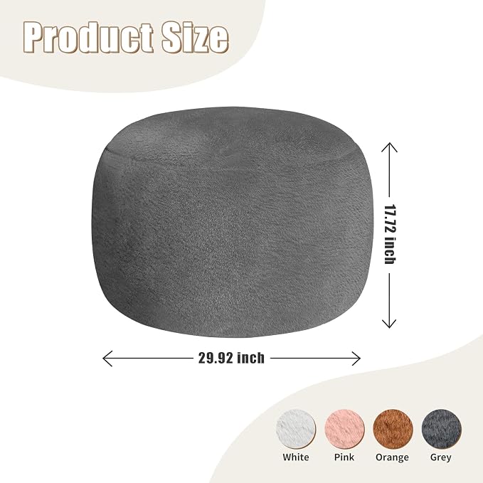 Round Pouf Ottoman Foot Rest, 29 X 18Inch Floor Poufs Footstool, A Round Modern - Image 2