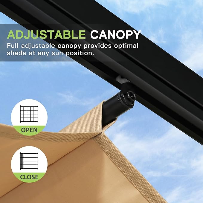Aoxun 10'x12' Outdoor Pergola, Patio Aluminum Pergola - Image 4