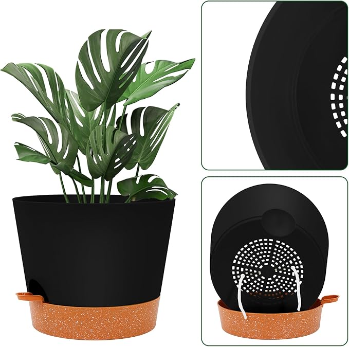 GARDIFE 12 inch Plant Pots, Self Watering Pots, 2 Pack Large Plastic Flower pots - Image 5