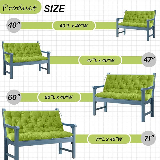 Waterproof Porch Swing Cushion Replacement, 2–3 Seat Swing Seat Cushion - Image 7