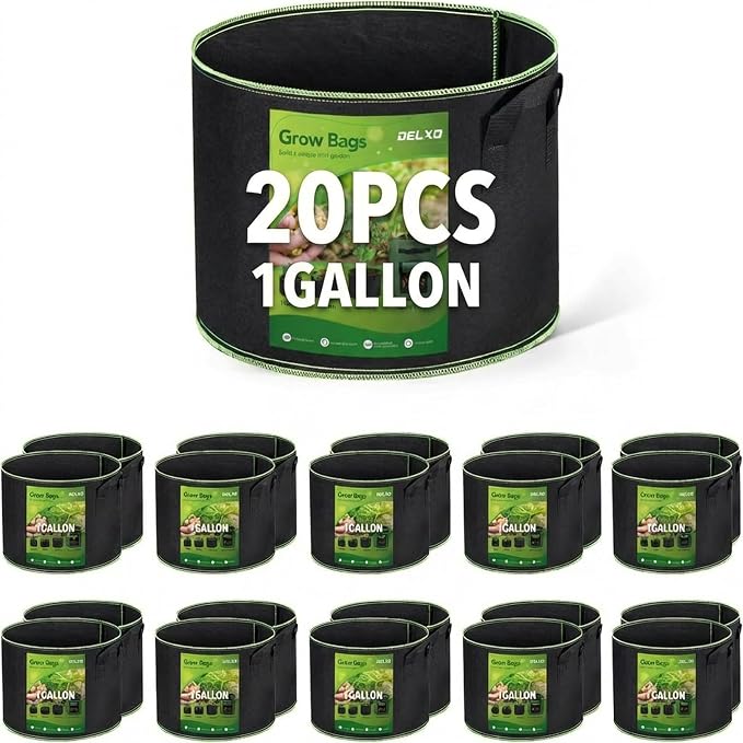 Delxo 20-Pack 1 Gallon Grow Bags, Garden Planting Bag by Delxo