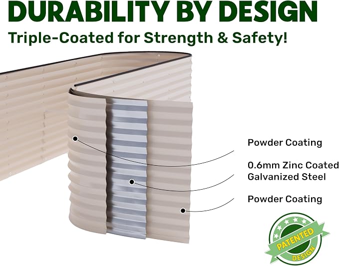 9-in-1 Galvanized Raised Garden Beds Outdoor // 8×2×2.5 ft Modular Planter - Image 4