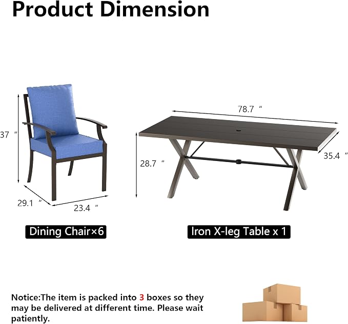 Kullavik 7 PCS Outdoor Dining Table Set - Image 2