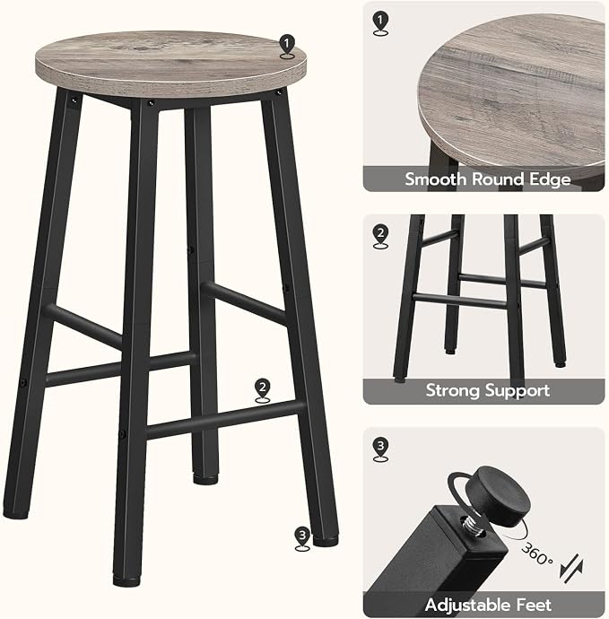 HOOBRO Bar Stools Set of 2, Counter Height Bar Stools, 25.8" Bar Stools - Image 9