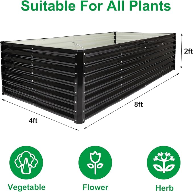 JERIA 8×4×2ft Galvanized Raised，Outdoor Metal Raised Garden Bed, Rectangular - Image 2