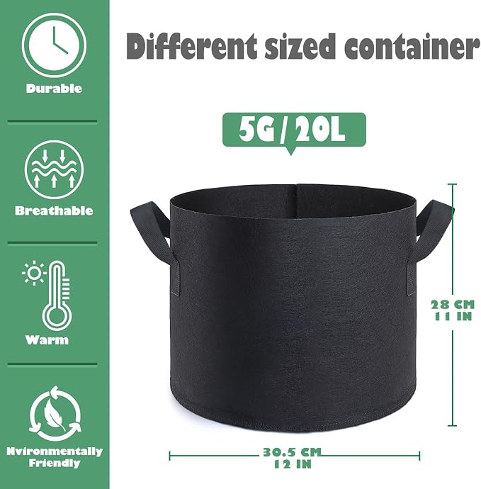 GROWTNT 5 Gallon Grow Bags 24 Pack, 5 Gallon Fabric Pots, Garden Bags to Grow - Image 2
