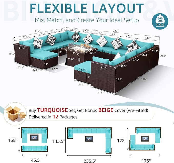 NICESOUL 15 Piece Outdoor Sectional - Image 6