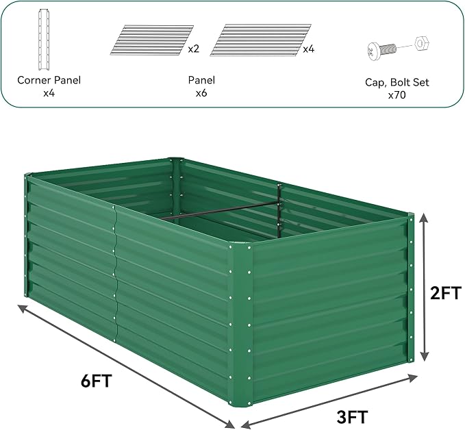 YITAHOME 6x3x2ft Outdoor Raised Garden Bed Kit, Large Metal Patio Planter Box - Image 7