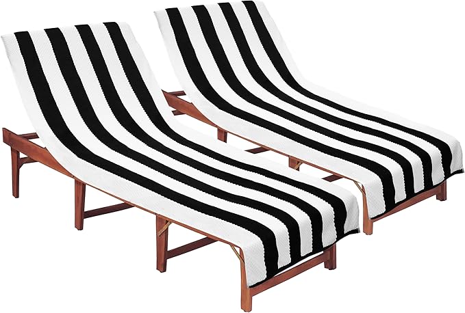 COTTON CRAFT Beach Lounge Chair Cover – 2 Pack Euro Spa Waffle Terry Towel by COTTONCRAFT