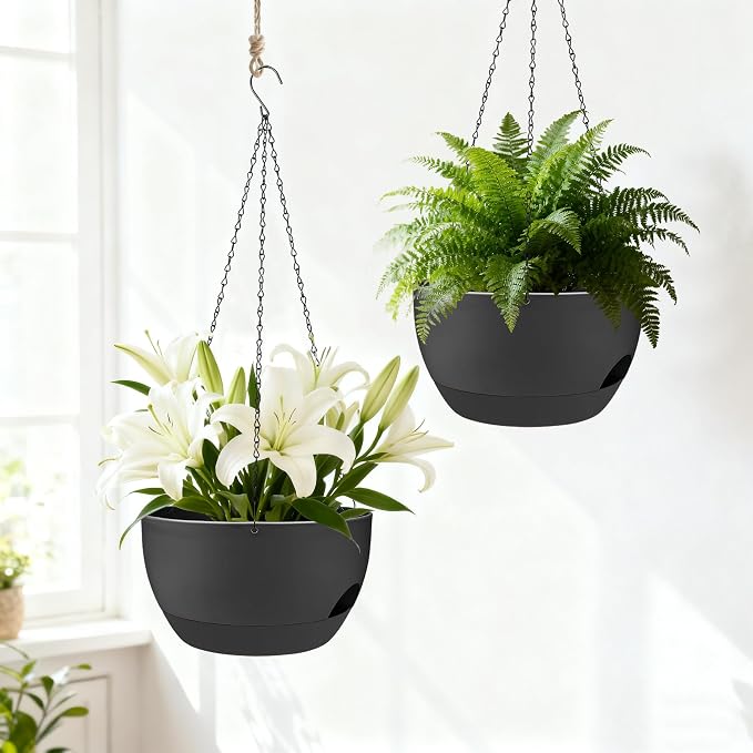 Set of 2-8 Inch Self Watering Hanging Planters - Image 5