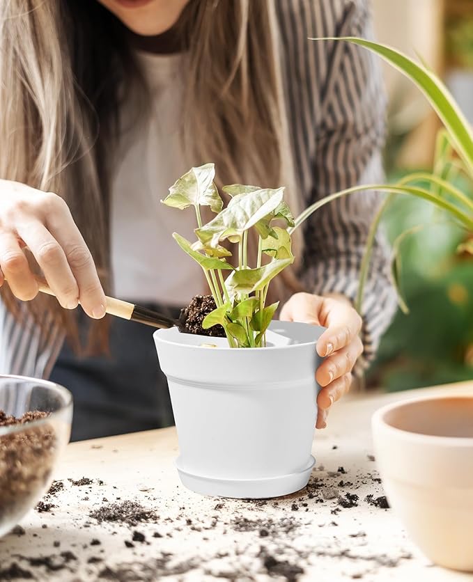 homenote Pots for Plants, Cream White - Image 2