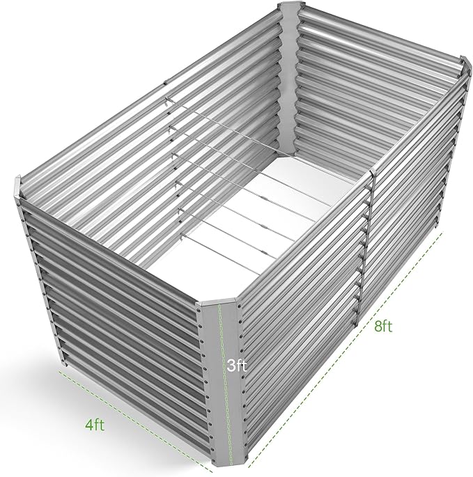 Land Guard 8x4x3ft Rectangular Galvanized Raised Garden Beds, Large-Capacity - Image 2
