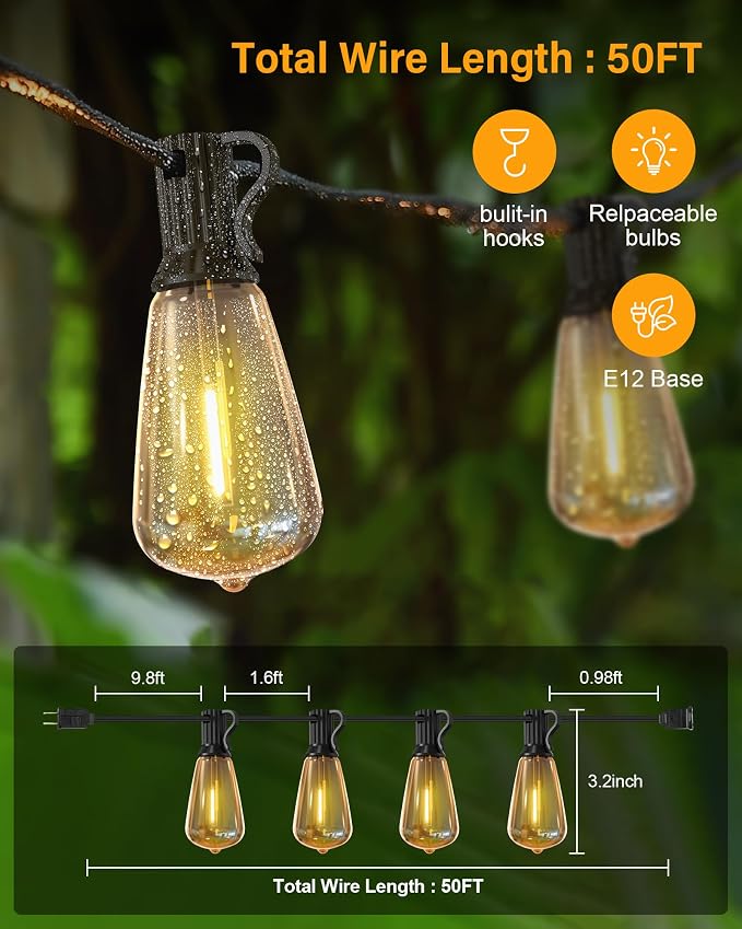 String Lights for Outside, 150FT Patio Lights Outdoor Waterproof - Image 2