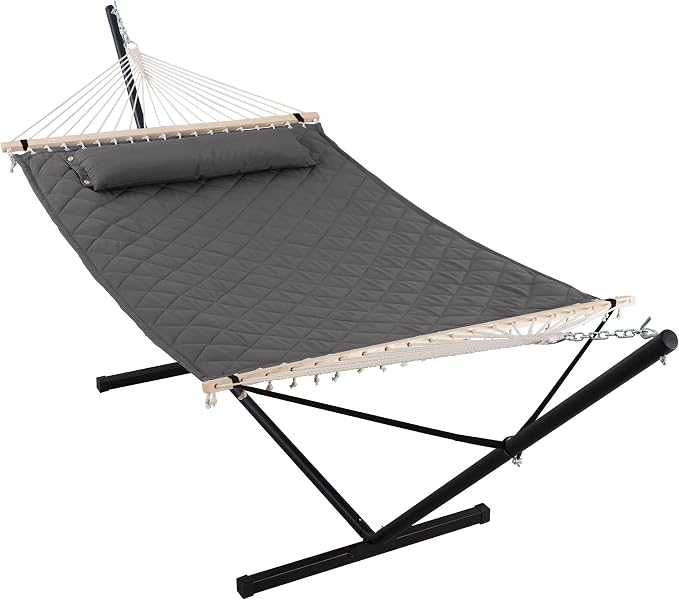 ANOW Double Hammock with 12FT Heavy Duty Steel Stand Included, 2 Person Hammock by ANOW