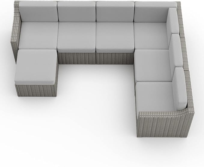HAPPATIO 7 Piece Patio Conversation Set, Rattan Wicker Outdoor Sectional Sofa - Image 3
