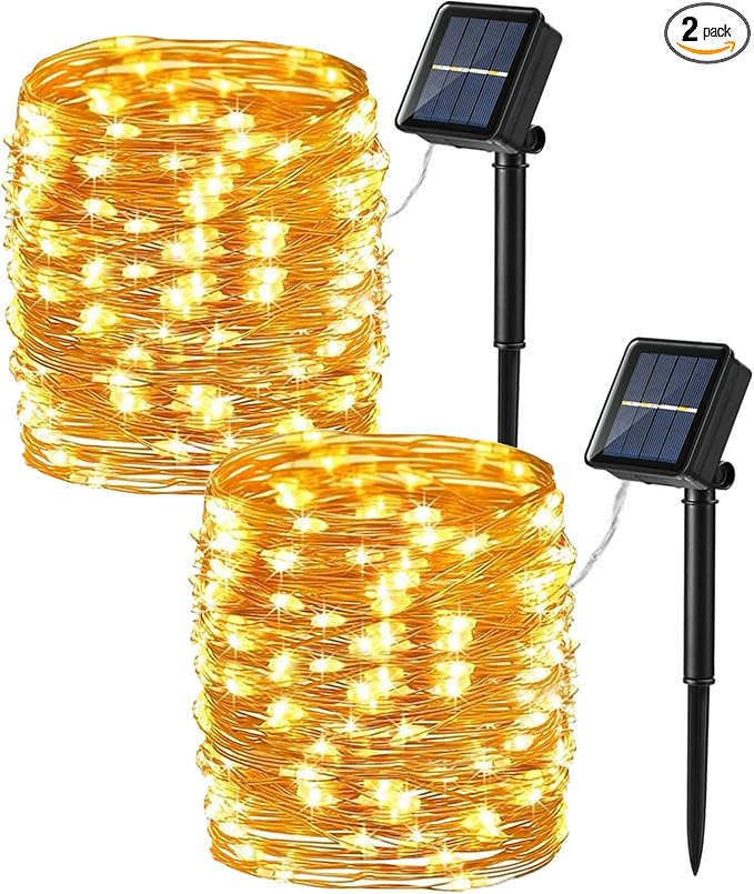 Brizled 2 Pack Solar String Lights, Total 132FT 400 LED Outdoor Solar Fairy by Brizled