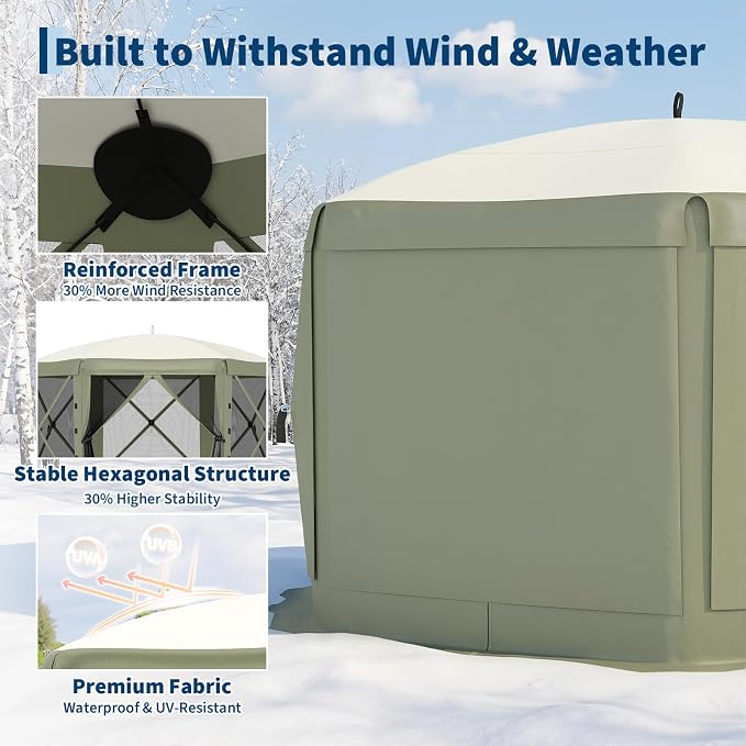 13x13FT 6-Sided Pop Up Gazebo Tent，One-Push Setup Canopy Tent - Image 2