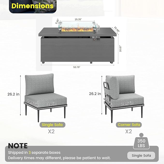 Sundale Outdoor 5 Pieces Patio Furniture Set - Image 2