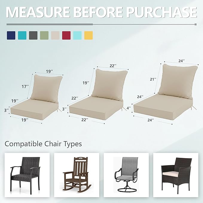 24x24 Inch Outdoor Chair Cushion - Image 7