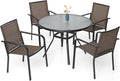 5-Piece Outdoor Dining Set, 40-Inch Round Glass Table by Anmutig