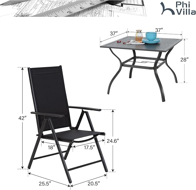 PHI VILLA 5 Pcs Patio Dining Set - Image 7