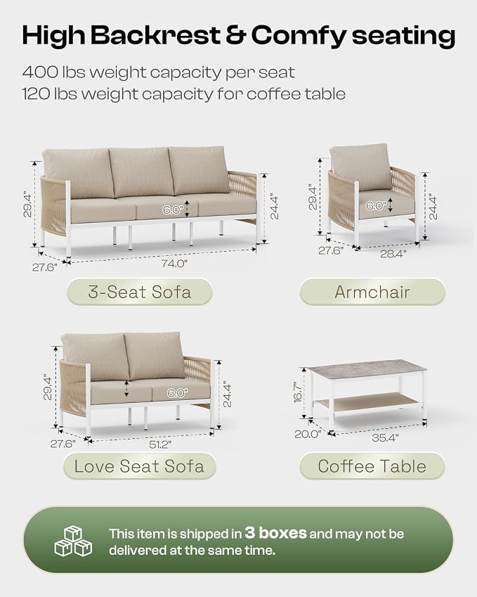 Aluminum Outdoor Patio Furniture Set - Image 7