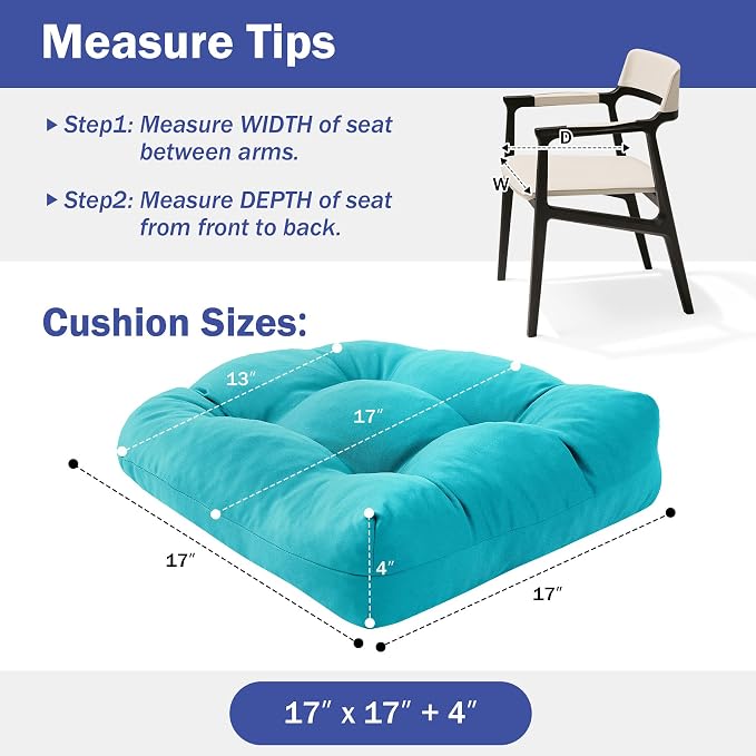 Outdoor Chair Cushions Set of 2, Patio Chair Cushions - Image 2