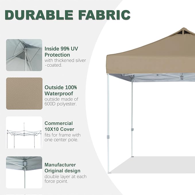 Khaki Commercial Replacement Canopy Cover - Image 3