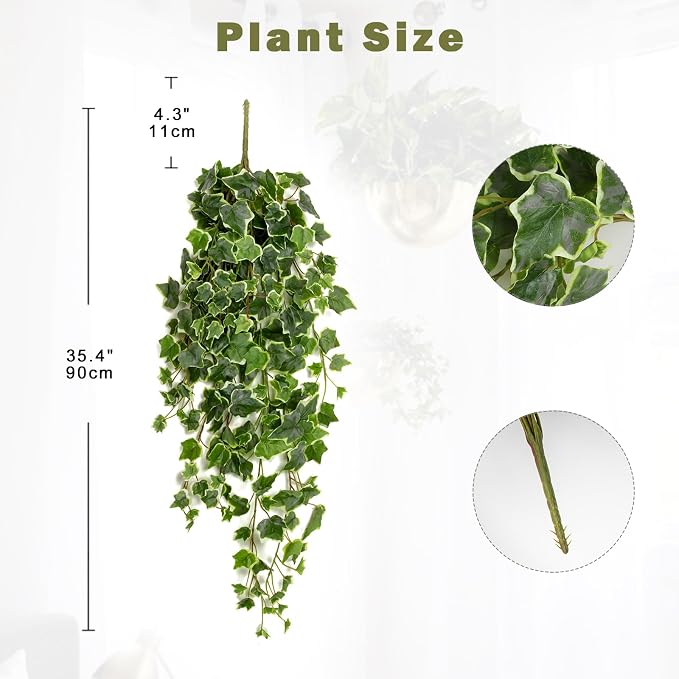 Hollyone Artificial Hanging Plants 36" Fake Ivy Vine Faux Ivy Leaves Hanging - Image 2