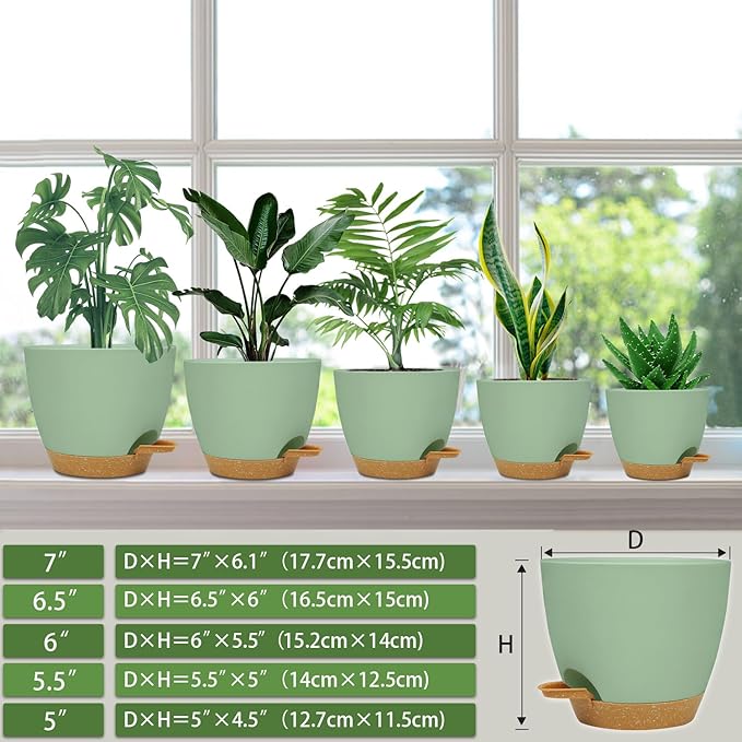 Self Watering Planters with Drainage Holes Reservoir, Nursery Planting Pot - Image 3