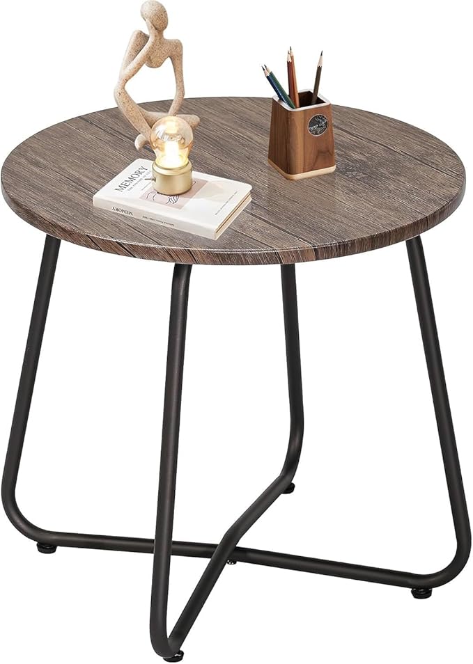VECELO 17.7 inch Small Round Outdoor Side Table, Patio End Table, Waterproof - Image 9