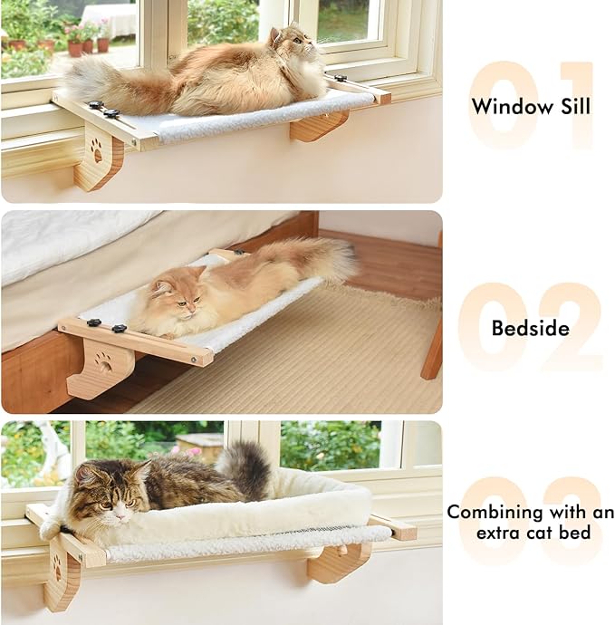 AMOSIJOY Cat Sill Window Perch Sturdy Cat Hammock Window Seat - Image 6