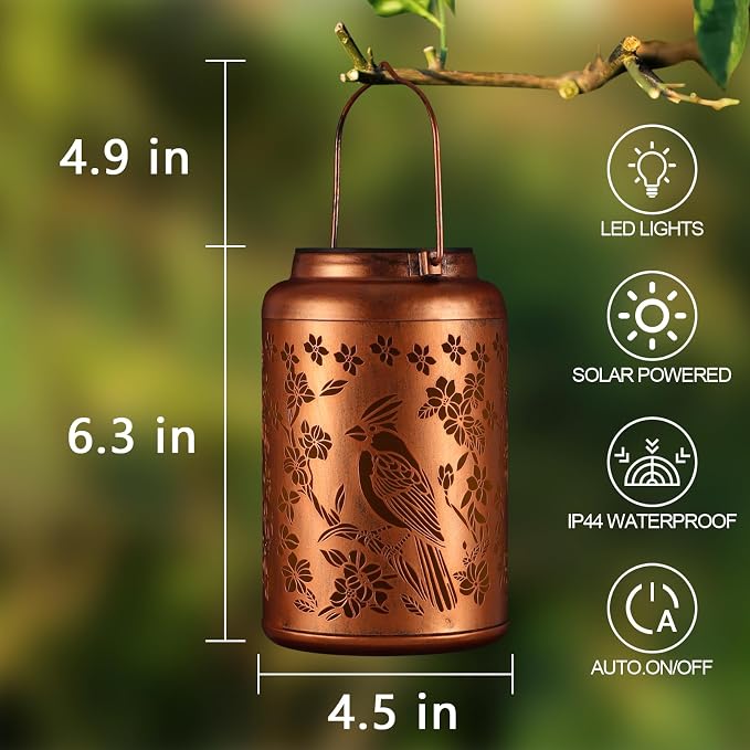 Red Bird Solar Lanterns Outdoor Waterproof Garden Decor Birthday Gifts - Image 4