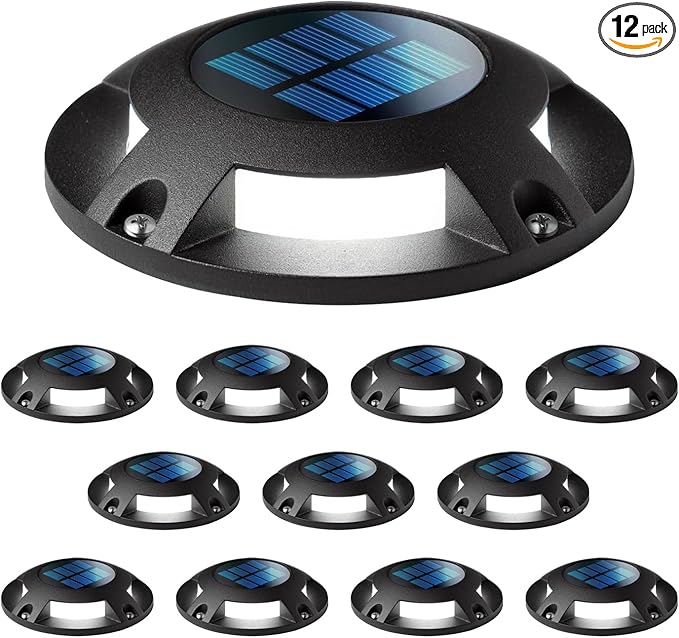Home Zone 12 Packs Outdoor Solar Deck Light, 120 Lumens Total, Waterproof by HomeZoneLiving