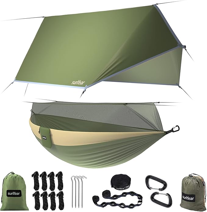 Sunyear Camping Hammock, Portable Single & Double Hammock by SleepSafeSwingFree