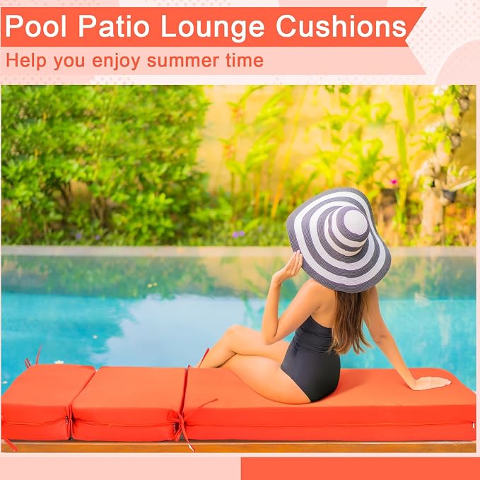 2 Pcs Indoor Outdoor Chaise Lounge Cushions Sponge Bench Outdoor Furniture - Image 5