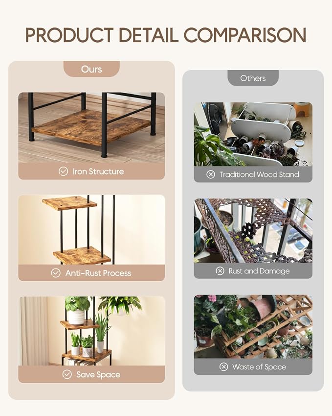 Plant Stand Indoor, 5-Tier Tall Plant Stand Indoor, Metal Plant Shelf - Image 3