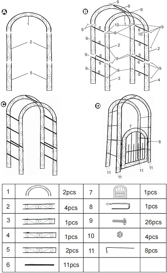 7 FT Elegant Garden Arch with Gate - Image 5